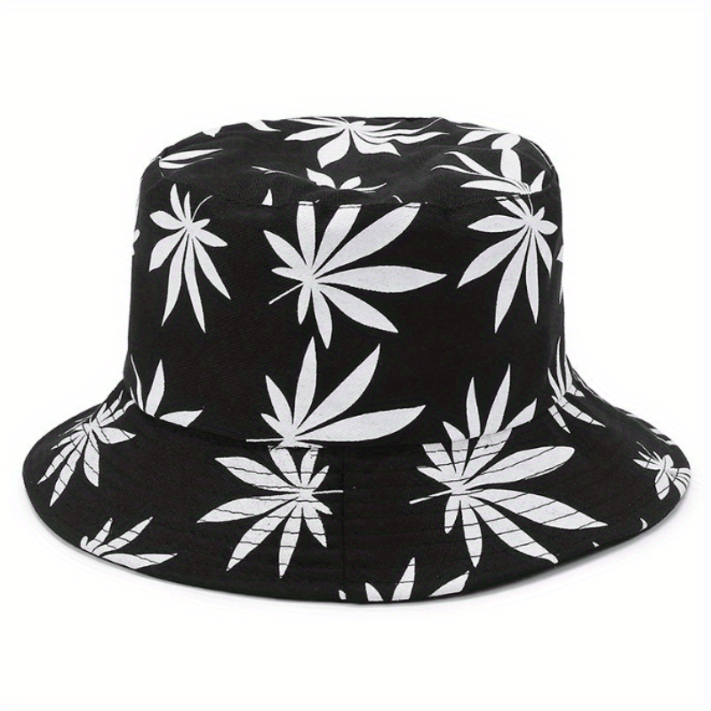 Leaf Print Bucket Hat Hip Hop Sunscreen Basin Hats Lightweight Fisherman Cap