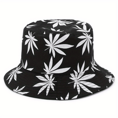 Leaf Print Bucket Hat Hip Hop Sunscreen Basin Hats Lightweight Fisherman Cap