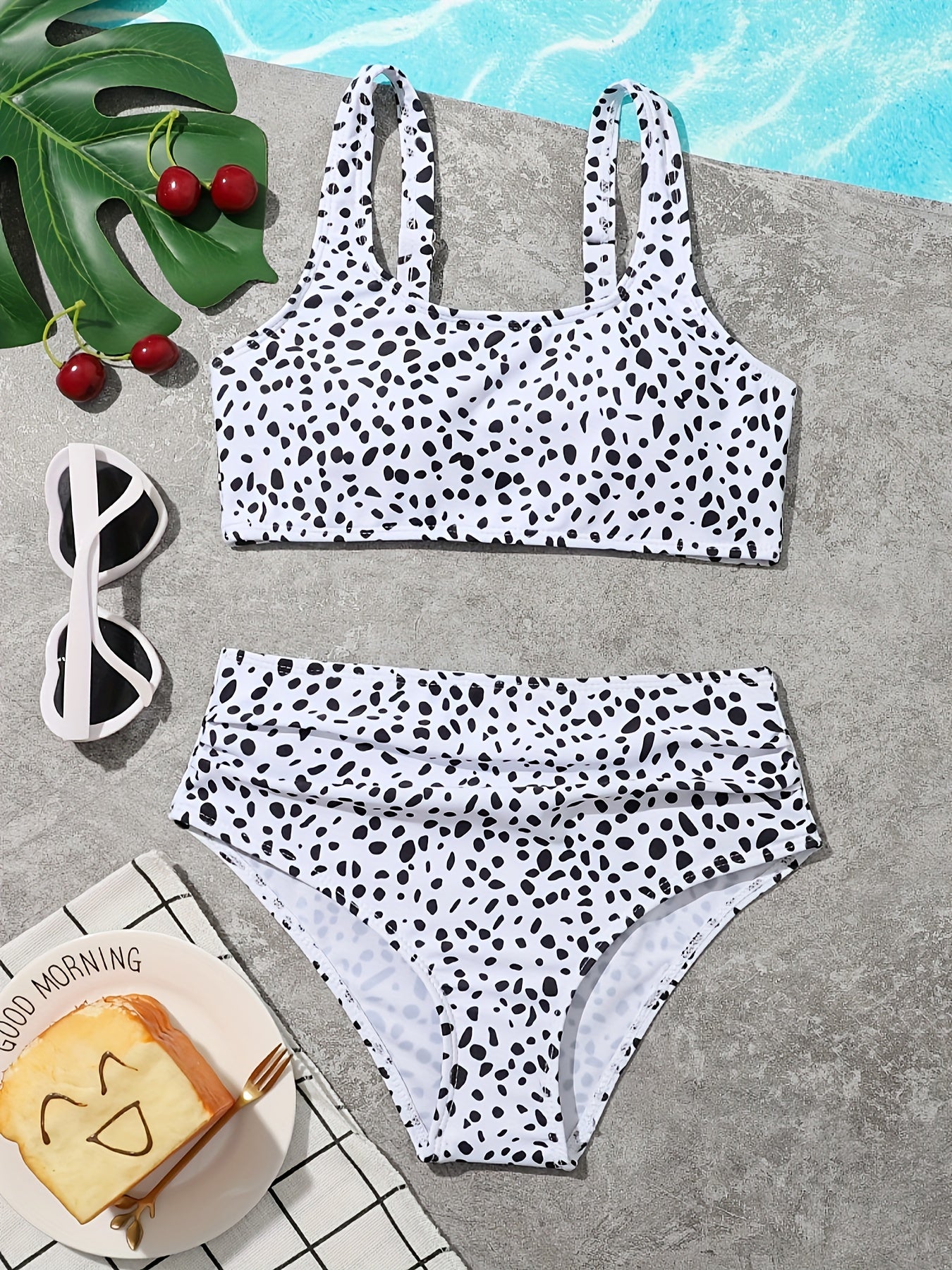 Girls 2pcs Cow Print Swimsuit Sets for Hawaii Vacation