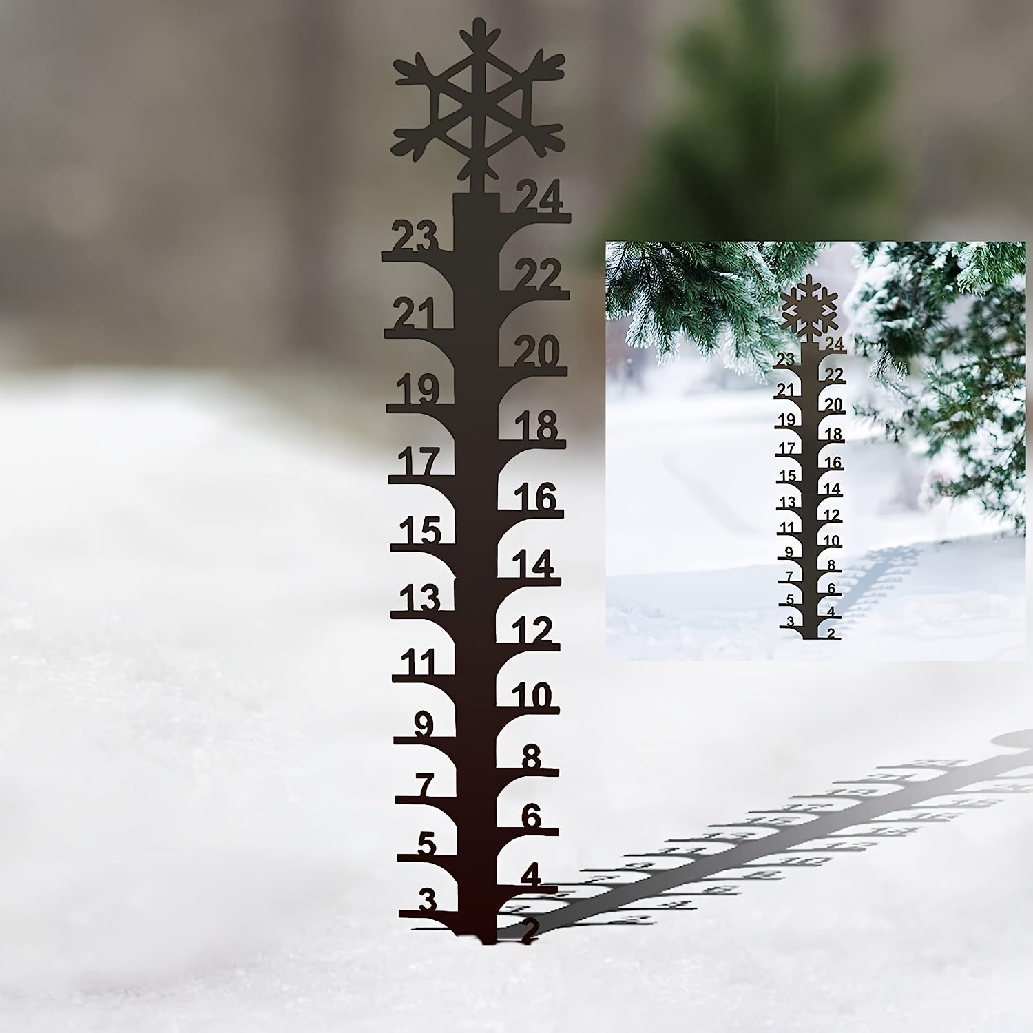 Metal Snow Gauge Large Iron Snowfall Measuring Rod Durable Garden Christmas Gift
