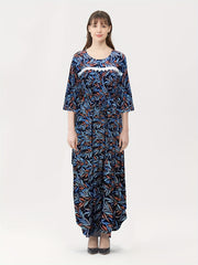 Tropical Print Boho Kaftan Maxi Dress