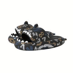 Men's Alphabet & Fruit Pattern Non Slip Platform Slides