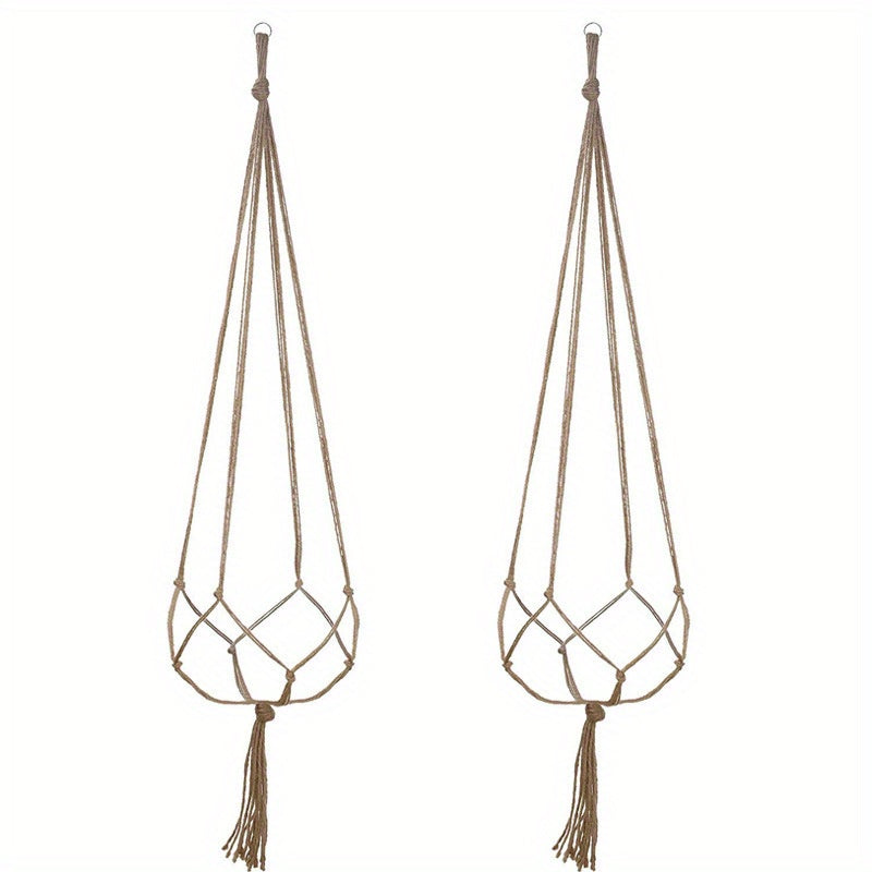 Retro Hanging Basket Manual Flower Pot Mesh Bag Woven Home Decoration