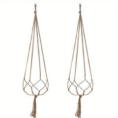 Retro Hanging Basket Manual Flower Pot Mesh Bag Woven Home Decoration
