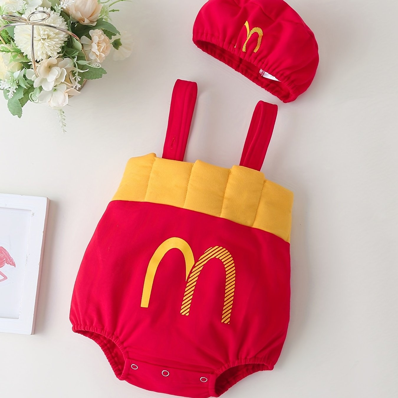 Baby's Summer Cartoon Letter Graphic Suspenders & Hat Set