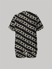 Women's Plus Chain Print Top & Shorts Set Casual Outfit