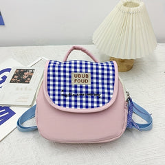 Embroidered Small Canvas Block Backpack for Girls