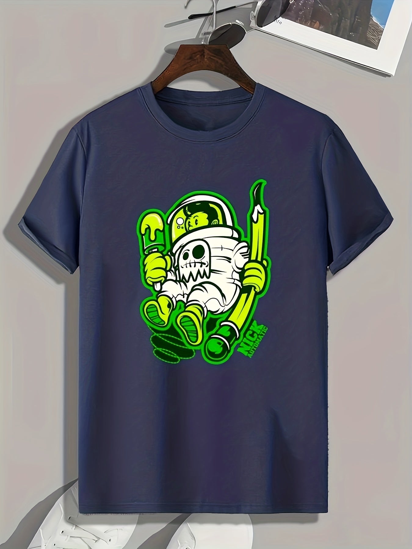 Cartoon Print Men's Graphic T-Shirt for Summer