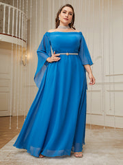 Off Shoulder Bell Sleeve Maxi Chiffon Bridesmaid Dress
