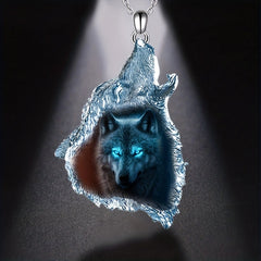 Ghost Wolf Necklace Crystal Pendant Punk Hip Hop Animal Gift