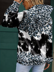 Anchor & Leopard Print Hoodie Casual Long Sleeve Sweatshirt