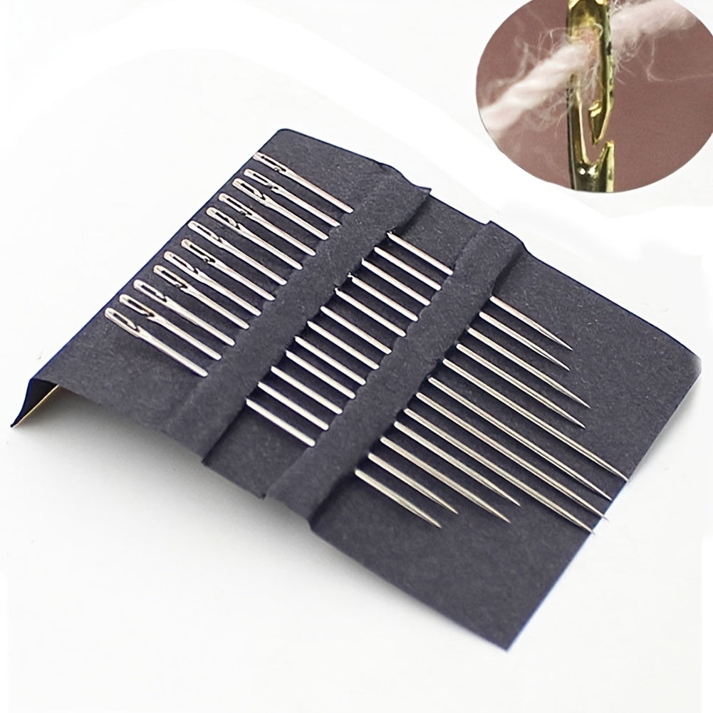 Stainless Steel Sewing Needles Set with Side Hole, Household Sewing Supplies