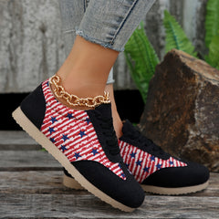 Flag Pattern Flat Road Running Shoes Lightweight Sneakers