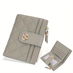 Girls PU Leather Wallet with Buckle Small Money Clip Coin Purse Zipper