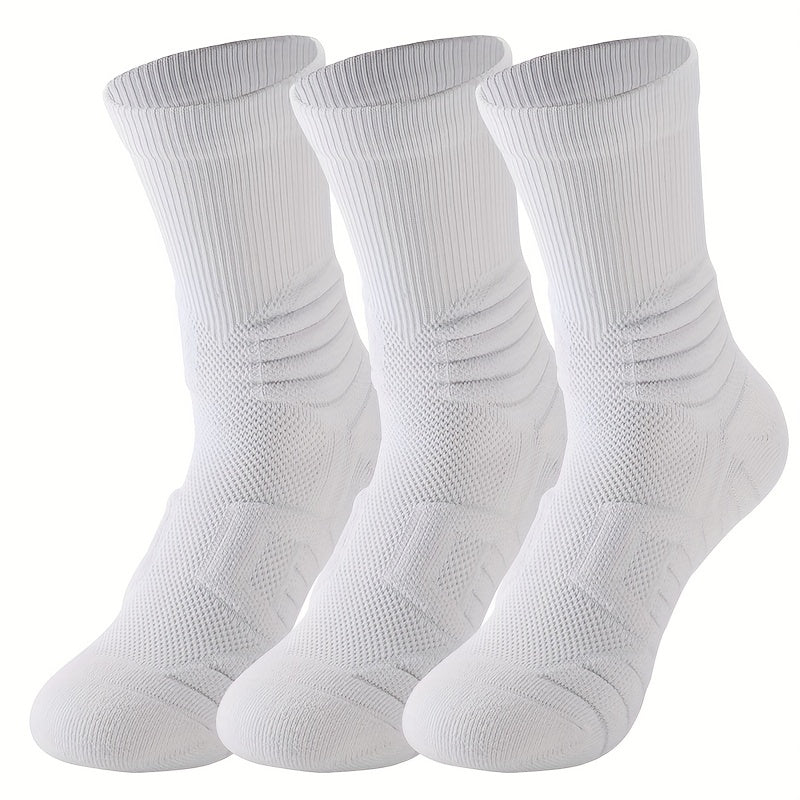 3 Pairs Thickened Non-slip Basketball Socks - Mid Calf Length
