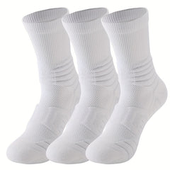 3 Pairs Thickened Non-slip Basketball Socks - Mid Calf Length