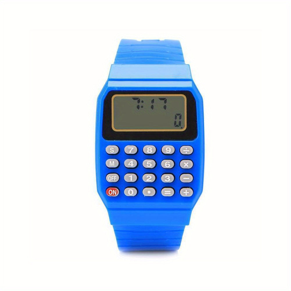 Kids Calculator Watch LCD Clock Silicone Date Time Electronic Wrist Watches