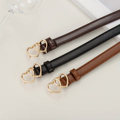Double Love Heart Buckle Kid's Leather Belt