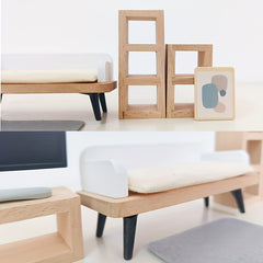 Scandinavian Style Wooden Toy Set Mini Furniture Kitchen Bedroom Bathroom
