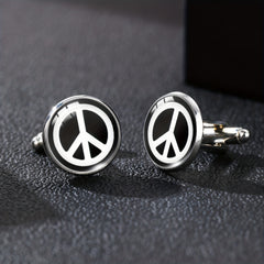 Time Gemstone Men's Cufflinks Peace Sign French Cufflinks