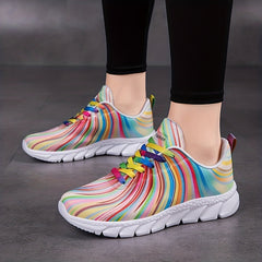 Women's Colorblock Sneakers Lightweight Low Top Lace Up Shoes