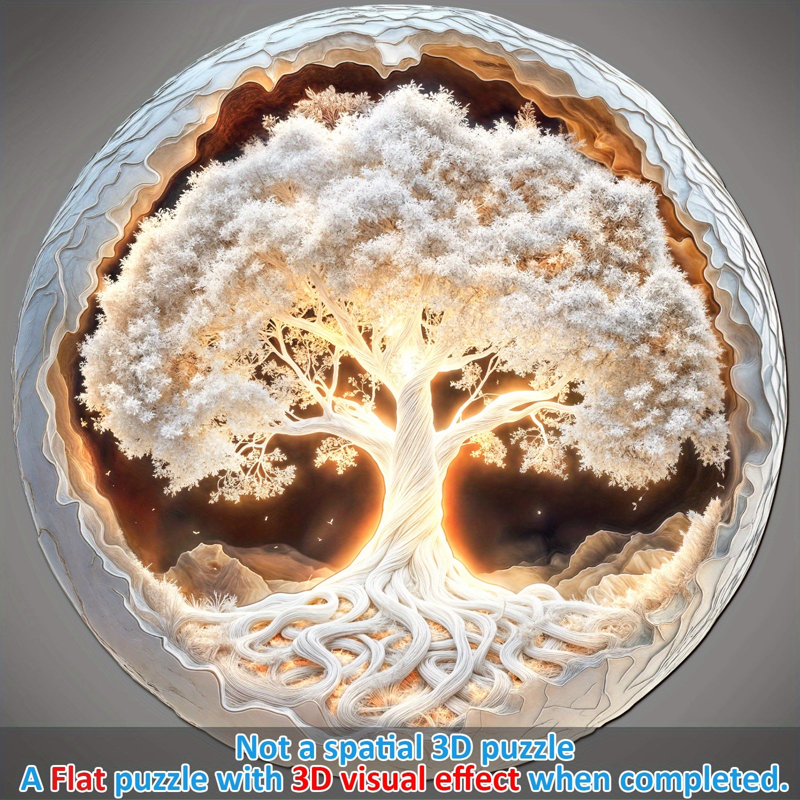 Tree of Life Wooden Puzzle 3D Visual Effect Flat Puzzle with Tree Mixed Colors