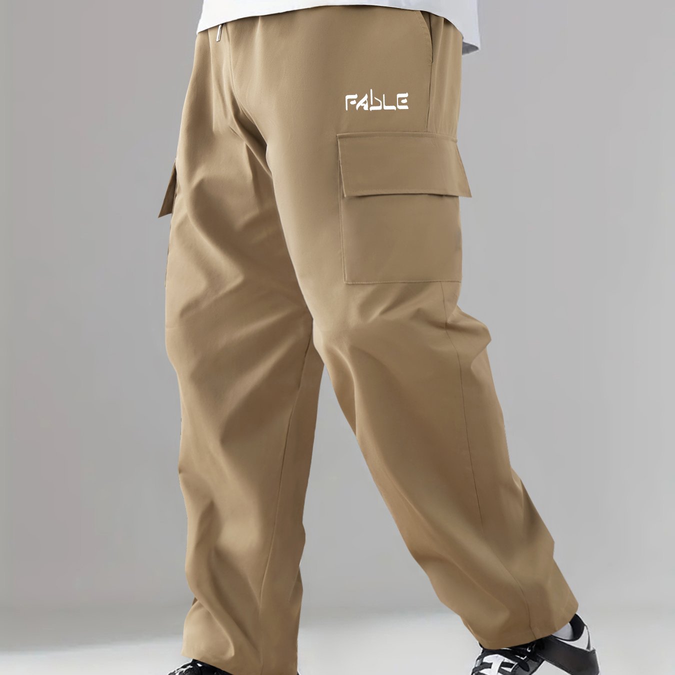 Cargo Pants Men Flap Pocket Trousers Loose Casual Outdoor Work Streetwear