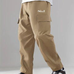 Cargo Pants Men Flap Pocket Trousers Loose Casual Outdoor Work Streetwear