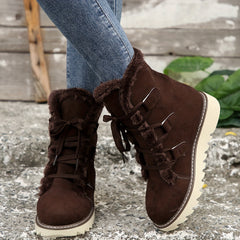 Women's Non slip Warm High Tube Snow Boots Lace Up Coldproof Snow Boots