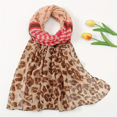 Leopard Print Scarf Classic Block Shawl Boho Windproof Headwraps