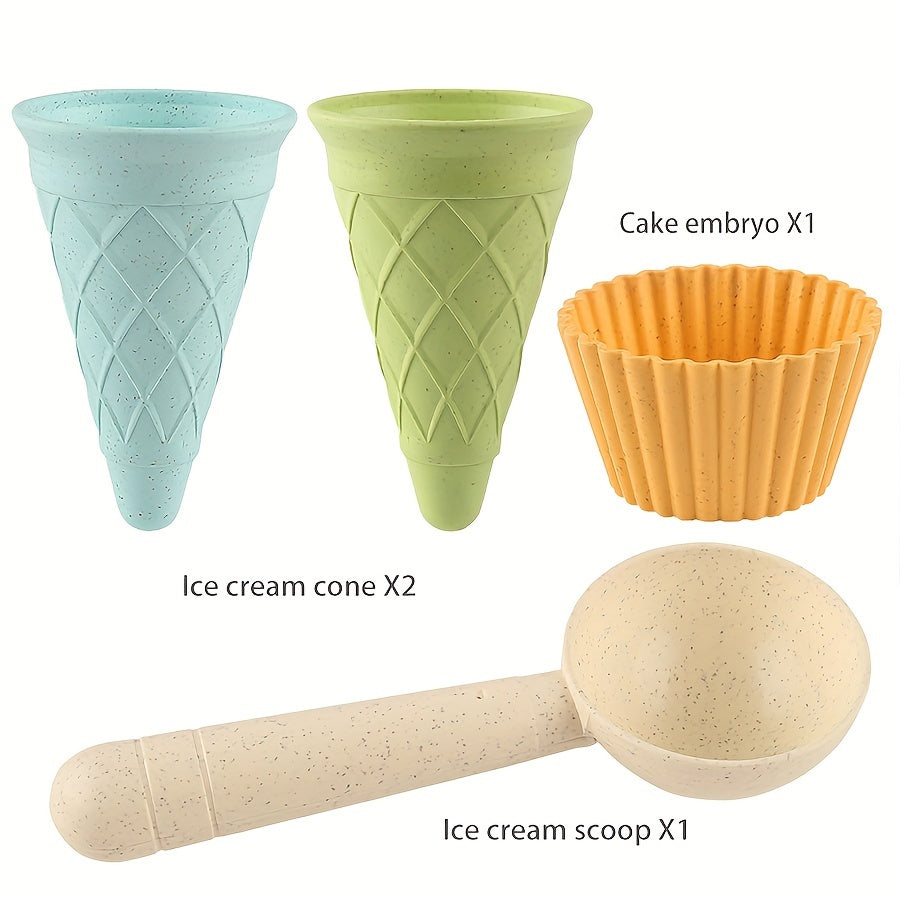 Kids' Green Ice Cream Cone Yellow Eggshell Sand Digging Toy Set