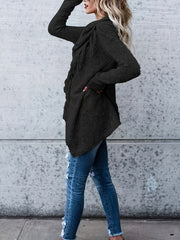 Casual Sweater Women's Plus Tassel Trim Cowl Neck Jumper