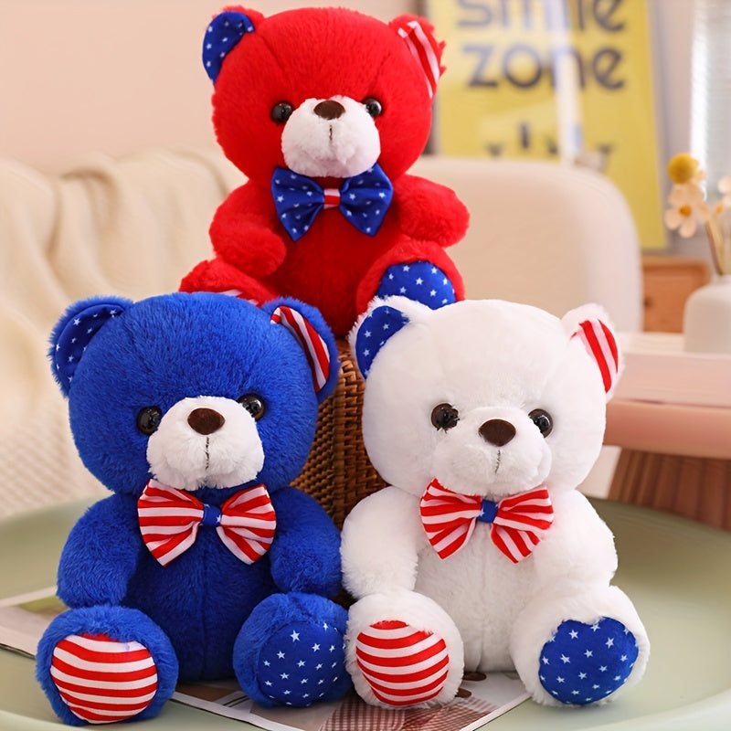 American Flag Teddy Bear Plush Toy Carnival Bow Tie Bear Gift