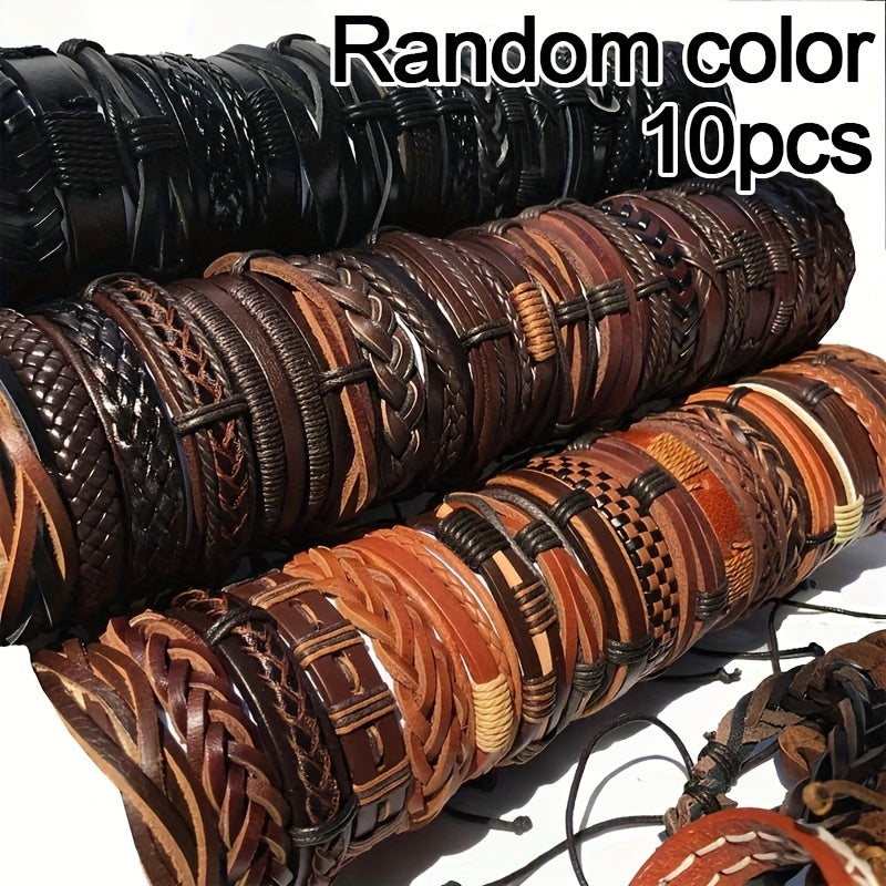 50pcs Vintage Leather Bracelets for Men Women Casual Dress Accessories