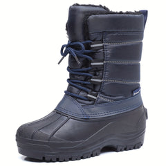 Boy's Cozy High Top Snow Boots Warm Fleece Plush Comfy Outdoor Hiking Shoes