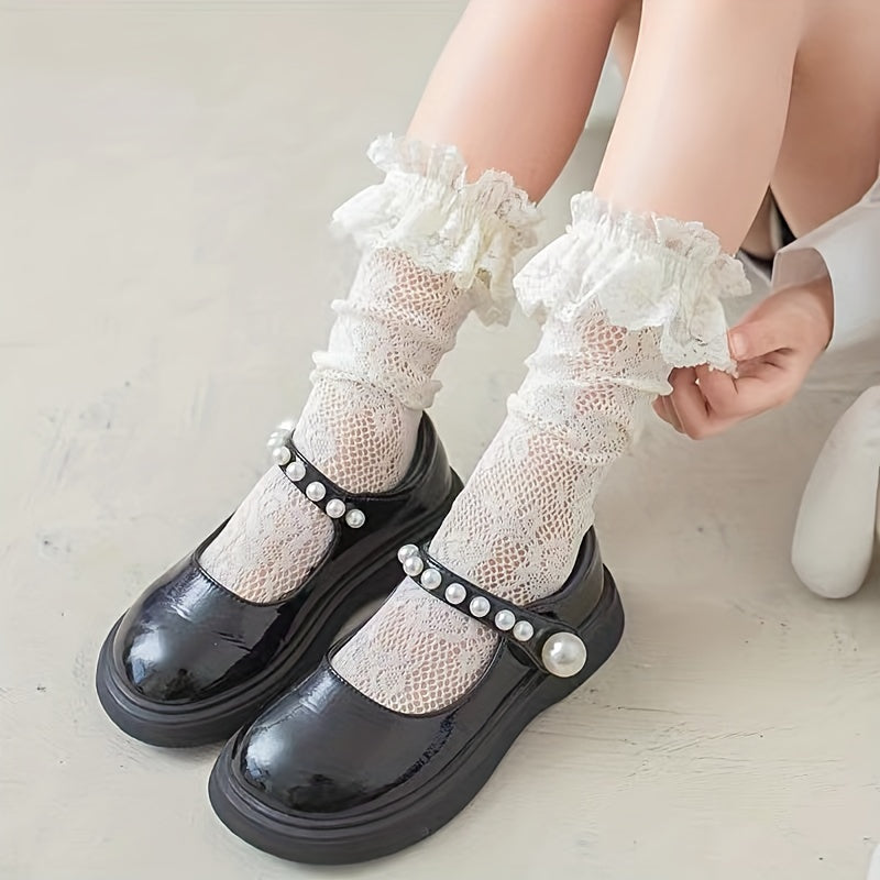 Girls Ruffled Lace High Socks Princess Cosplay Dress Accessories