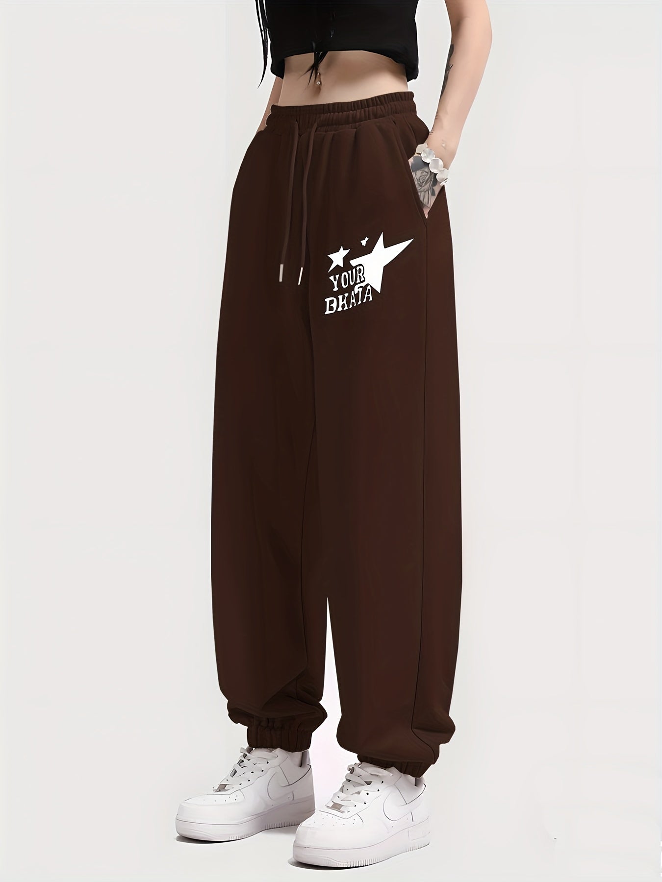 Women's Personality Print Sweatpants Casual Drawstring Sports Pants