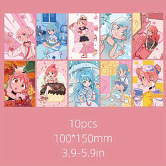 10pcs Cartoon Girl Postcards for Bedroom Wall Decor