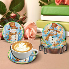 6pcs DIY Diamond Painting Coasters Snowman Christmas Art Kit