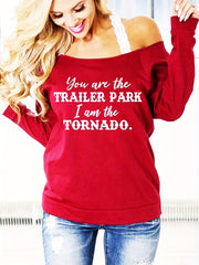 Letter Print Off Shoulder Sweatshirt Casual Long Sleeve
