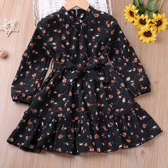 Floral Print Long Sleeve Dress for Girls