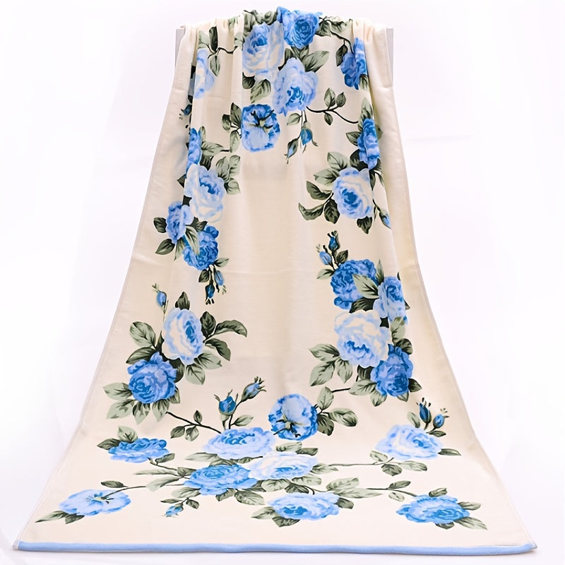 2pcs Flower Pattern Towel Set Soft Hand Bath Towel Absorbent Towels For Bathroom