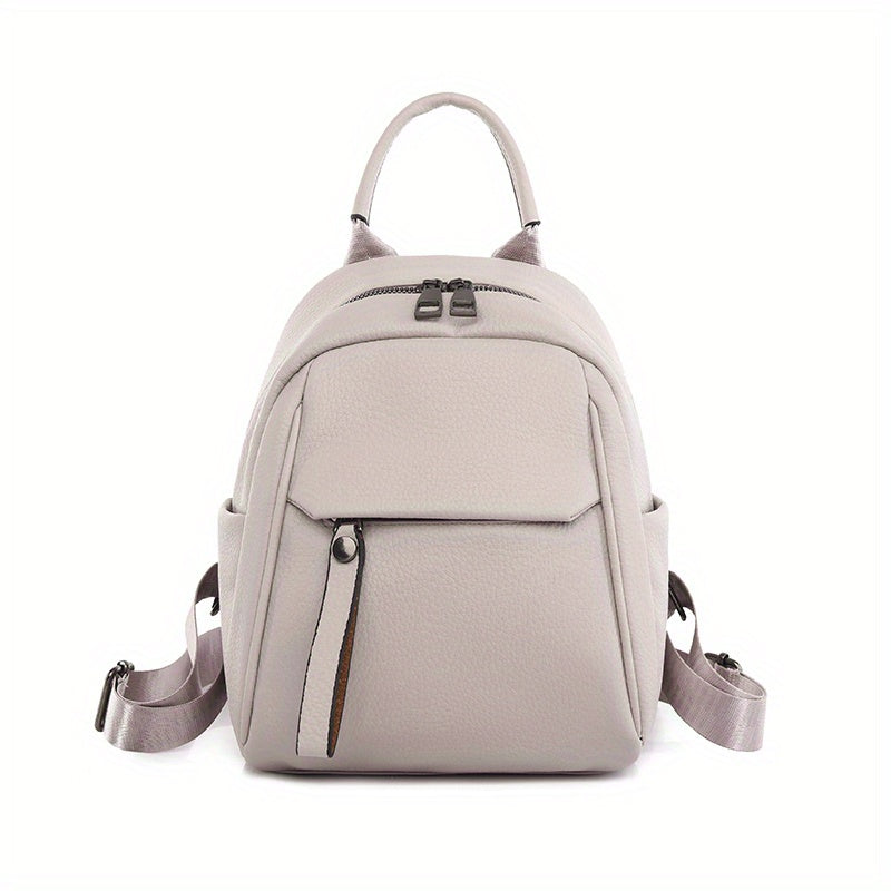 Women's Small Backpack Solid PU Leather Daypack