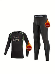 2pcs Kids Fleece Compression Sets with Colorful Letter Print