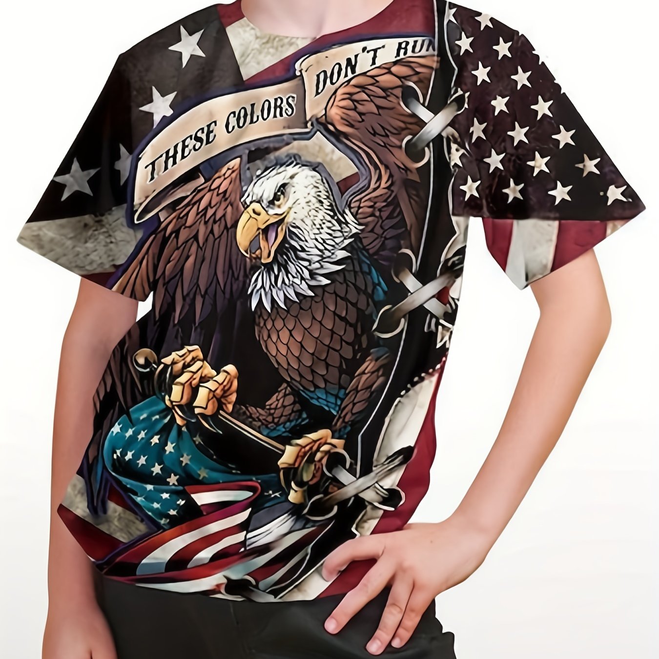American Flag Graphic T Shirt for Boys - Ideal for Summer Outings