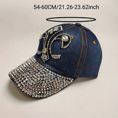 Y2K Distressed Denim Rhinestone Cross Patch Baseball Cap