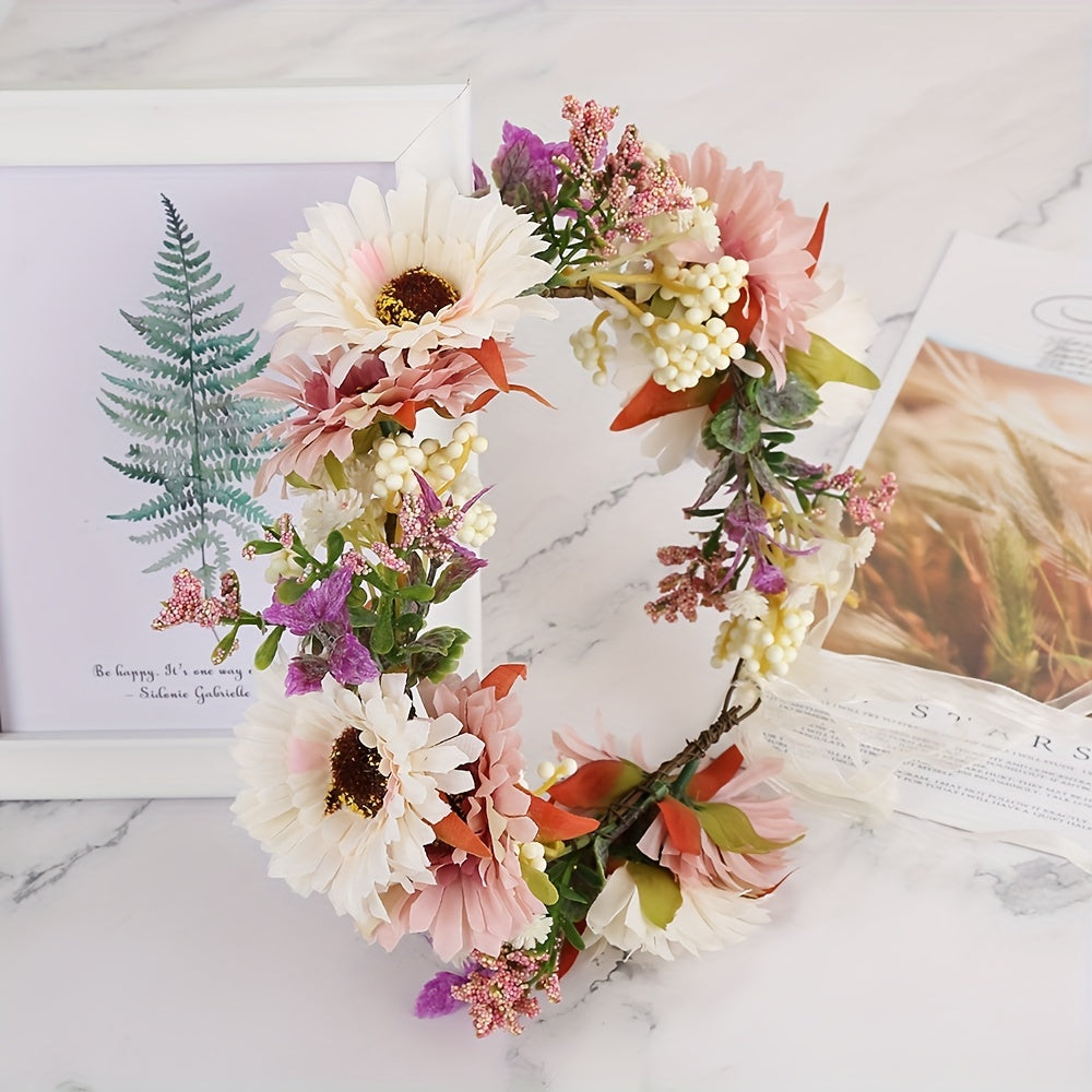 Rose Wreath Headband Simulation Flower Hair Band