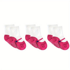 3 Pairs Baby Girls Ballet Shose Pattern Cotton Crew Socks