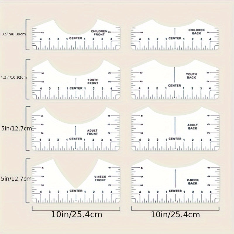 5pcs T-shirt Alignment Guide Tool Transparent Circular Ruler Centered Soft