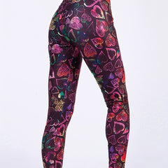 Heart Print Skinny Leggings Casual Stretchy Leggings Women's Clothing